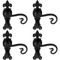 Loops 4x PAIR Forged Curled Handle on Bathroom Backplate 167 x 51mm Black Antique