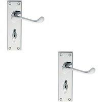 Loops 2x PAIR Victorian Scroll Lever on Bathroom Backplate 150 x 43mm Polished Chrome