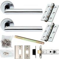 Loops Door Handle & Latch Pack Chrome Modern Straight Round on Screwless Round Rose