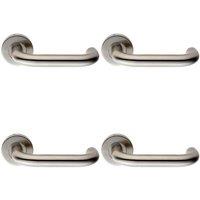 Loops 4x PAIR 19mm Round Bar Safety Handle on Round Rose Concealed Fix Satin Steel in Metallics