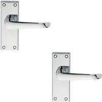 Loops 2x PAIR Straight Victorian Handle on Latch Backplate 150 x 42mm Polished Chrome