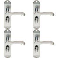 Loops 4x PAIR Scroll Lever Door Handle on Bathroom Backplate 180 x 40mm Satin Chrome