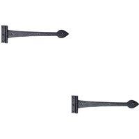 Loops 2x PAIR 275 x 102mm Ornate T Hinge Black Antique Internal Decorative Door Hinge