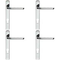 Loops 4x Straight Lever Door Handle on Lock Backplate Polished Chrome 208mm X 26mm