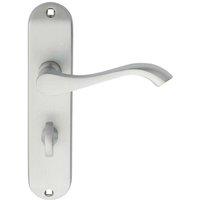 Loops PAIR Curved Handle on Chamfered Bathroom Backplate 180 x 40mm Satin Chrome