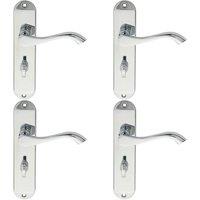 Loops 4x PAIR Curved Lever on Chamfered Bathroom Backplate 180 x 40mm Polished Chrome