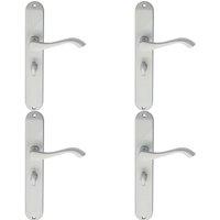 Loops 4x PAIR Curved Handle on Long Slim Bathroom Backplate 241 x 40mm Satin Chrome