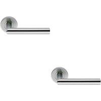 Loops 2x PAIR Mitred Round Bar Handle Ringed Design Conceled Fix Satin Steel in Metallics