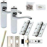 Loops Door Handle & Latch Pack Chrome Modern Scroll Lever Round Backplate 180 x 40mm