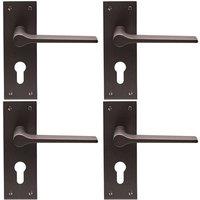 Loops 4x PAIR Flat Straight Handle on Slim Euro Lock Backplate 150 x 50mm Matt Bronze