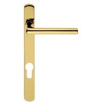 Loops PAIR Straight Lever on Narrow Euro Lock Backplate 220 x 26mm Stainless Brass in Metallics