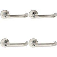 Loops 4x PAIR 19mm Round Bar Safety Handle on Round Rose Concealed Fix Polished Steel in Metallics