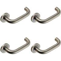 Loops 4x PAIR Round Bar Safety Handle Concealed Fix Round Rose Satin Stainless Steel in Metallics