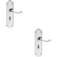 Loops 2x PAIR Victorian Scroll Lever on Bathroom Backplate 205 x 49mm Polished Chrome