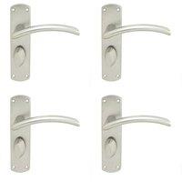 Loops 4x Arched Lever on Bathroom Backplate Door Handle 170 x 42mm Satin Chrome