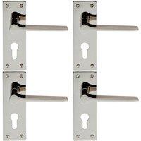 Loops 4x PAIR Flat Straight Lever on Slim Euro Lock Backplate 150 x 50mm Nickel in Metallics