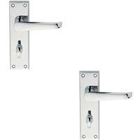 Loops 2x PAIR Straight Victorian Lever on Bathroom Backplate 150 x 43mm Chrome
