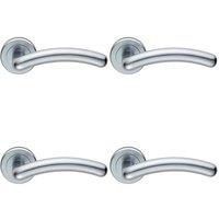 Loops 4x PAIR Arched Round Bar Handle on Concealed Fix Round Rose Satin Chrome