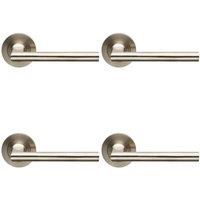 Loops 4x PAIR Slim Straight Elliptical Handle on Round Rose Concealed Fix Satin Steel in Metallics