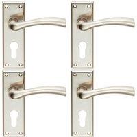 Loops 4x Chunky Curved Tapered Handle on Euro Lock Backplate 150 x 50mm Satin Nickel in Metallics