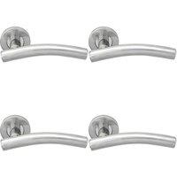 Loops 4x PAIR Arched Round Bar Handle on Round Rose Concealed Fix Polished Steel in Metallics