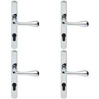 Loops 4x PAIR Flared Lever on Narrow Euro Lock Backplate 208 x 26mm Polished Chrome