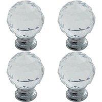 Loops 4x Faceted Crystal Cupboard Door Knob 40mm Dia Polished Chrome Cabinet Handle