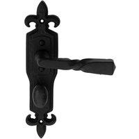 Loops PAIR Forged Twisted Ornate Lever on Bathroom Backplate 226 x 50mm Black Antique