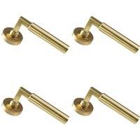 Loops 4x PAIR Straight Round Bar Handle on Round Rose Concealed Fix Satin Brass in Metallics