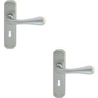 Loops 2x PAIR Heavy Duty Handle on Angular Lock Backplate 180 x 40mm Satin Chrome