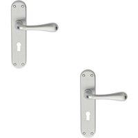 Loops 2x PAIR Smooth Round Bar Handle on Lock Backplate 185 x 40mm Satin Chrome