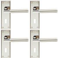 Loops 4x Round Bar Section Handle on Lock Backplate 150 x 50mm Polished Satin Nickel in Metallics