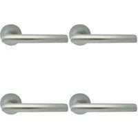 Loops 4x PAIR Straight Mitred Bar Handle on Round Rose Concealed Fix Satin Chrome