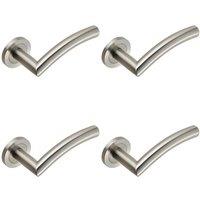 Loops 4x Curved Round Bar Handle on Round Rose Concealed Fix Satin Stainless Steel in Metallics