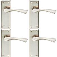 Loops 4x PAIR Angular Lever on Latch Backplate Door Handle 150 x 50mm Satin Nickel in Metallics