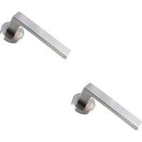 Loops 2x PAIR Straight Square Handle on Round Rose Concealed Fix Satin Nickel in Metallics