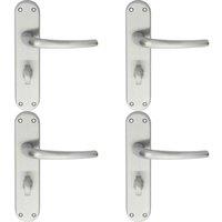 Loops 4x PAIR Slim Round Bar Lever on Shaped Bathroom Backplate 185 x 40mm Chrome