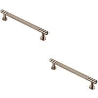 Loops 2x Knurled Bar Door Pull Handle 190 x 13mm 160mm Fixing Centres Satin Nickel in Metallics