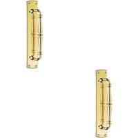 Loops 2x Cranked Ornate Door Pull Handle 380 x 65mm Backplate Polished Brass in Metallics
