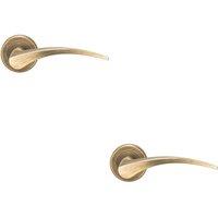 Loops 2x PAIR Arched Tapered Handle on Round Rose Concealed Fix Antique Brass in Metallics