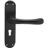 Loops PAIR Smooth Rounded Handle on Shaped Lock Backplate 185 x 42mm Matt Black