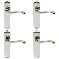 Loops 4x PAIR Scroll Lever Door Handle on Latch Backplate 180 x 40mm Polished Chrome