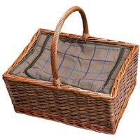 Red Hamper Wicker Large Triple Weave Butchers Picnic Basket with Fitted Cooler in Green