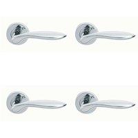 Loops 4x PAIR Smooth Ergonomic Handle on Round Rose Concealed Fix Polished Chrome