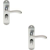 Loops 2x PAIR Scroll Lever Door Handle on Bathroom Backplate 180 x 40mm Satin Chrome