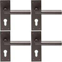 Loops 4x PAIR Round Bar Handle on Slim Euro Lock Backplate 150 x 50mm Matt Bronze