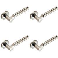 Loops 4x PAIR Cranked Round Bar Lever on Round Rose Concealed Fix Polished Satin Steel in Metallics