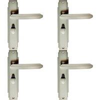 Loops 4x PAIR Line Detailed Handle on Bathroom Backplate 205 x 45mm Satin Nickel in Metallics