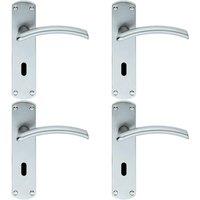 Loops 4x PAIR Arched Lever on Lock Backplate Door Handle 170 x 42mm Satin Chrome