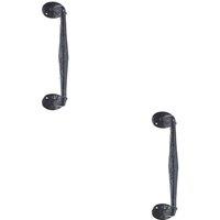 Loops 2x Offset Traditional Forged Pull Handle 263.5 x 67mm Black Antique Door Handle
